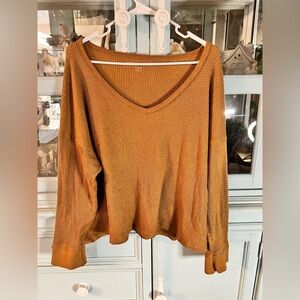 American Eagle Outfitters Orange V-Neck Top